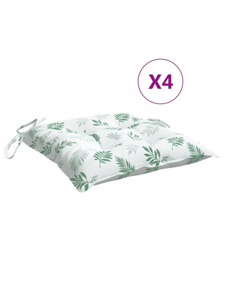 Cuscini per Sedia 4pz Motivo a Foglie 50x50x7 cm Tessuto Oxford