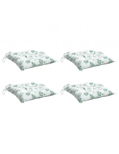 Cuscini per Sedia 4pz Motivo a Foglie 50x50x7 cm Tessuto Oxford