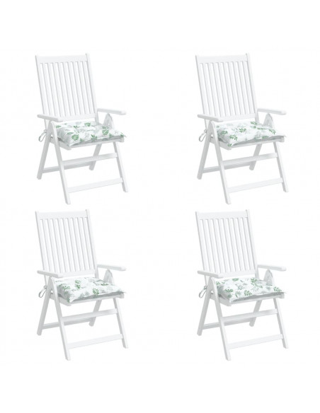 Cuscini per Sedia 4pz Motivo a Foglie 50x50x7 cm Tessuto Oxford