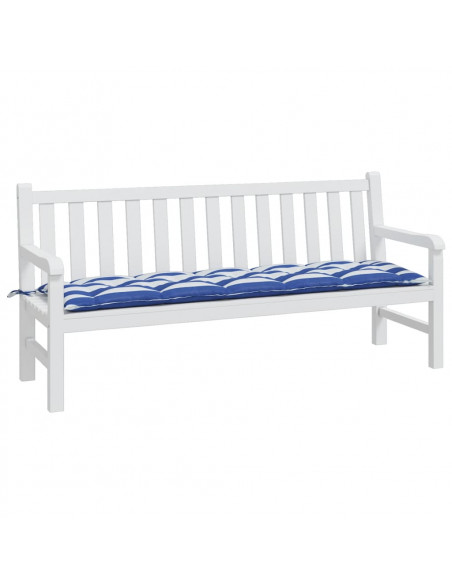 Cuscino per Panca Bianco e Blu 180x50x7 cm in Tessuto Oxford