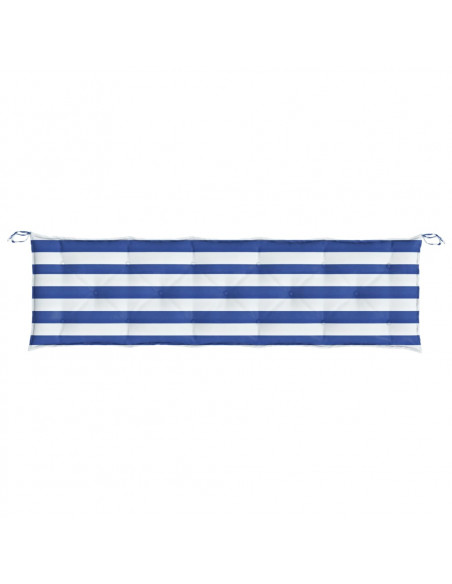 Cuscino per Panca Bianco e Blu 180x50x7 cm in Tessuto Oxford