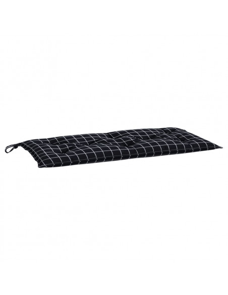 Cuscino per Panca a Quadri Neri 100x50x7 cm in Tessuto Oxford