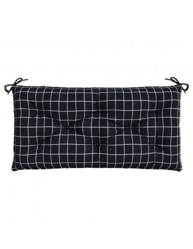 Cuscino per Panca a Quadri Neri 100x50x7 cm in Tessuto Oxford