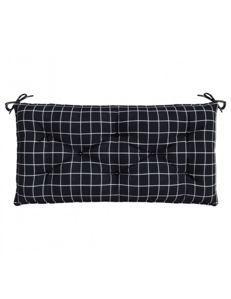 Cuscino per Panca a Quadri Neri 100x50x7 cm in Tessuto Oxford