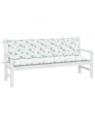 Cuscini per Panca 2 pz Motivo a Foglie in Tessuto Oxford