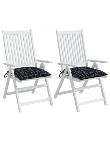 Cuscini per Sedia 2pz Motivo a Quadri Nero 40x40x7 cm Tessuto