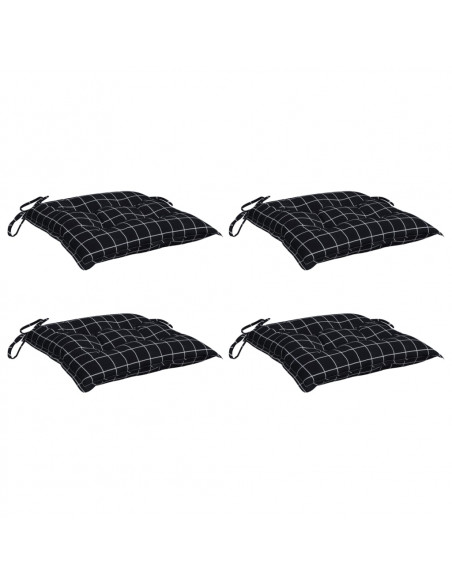 Cuscini per Sedia 4 pz Motivo a Quadri Nero 40x40x7 cm Tessuto