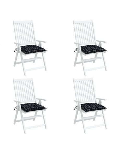 Cuscini per Sedia 4 pz Motivo a Quadri Nero 40x40x7 cm Tessuto