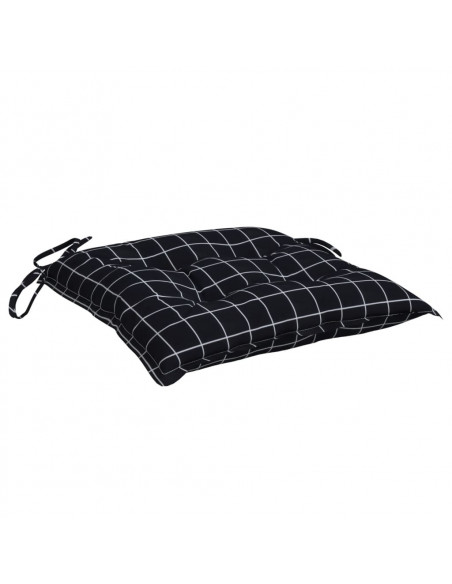 Cuscini per Sedia 4 pz Motivo a Quadri Nero 40x40x7 cm Tessuto