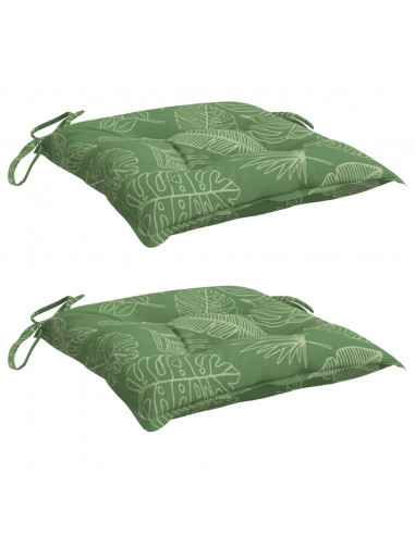 Cuscini per Sedia 2 pz Motivo a Foglie 40x40x7 cm Tessuto