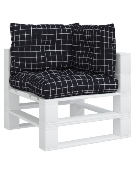 Cuscini per Pallet 3 pz Motivo a Quadri Nero in Tessuto Oxford
