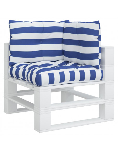 Cuscini per Pallet 3 pz Strisce Blu e Bianche Tessuto Oxford