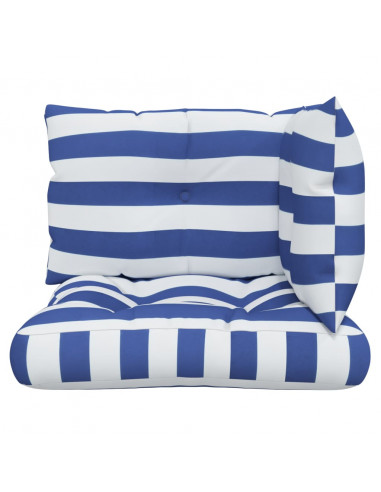 Cuscini per Pallet 3 pz Strisce Blu e Bianche Tessuto Oxford