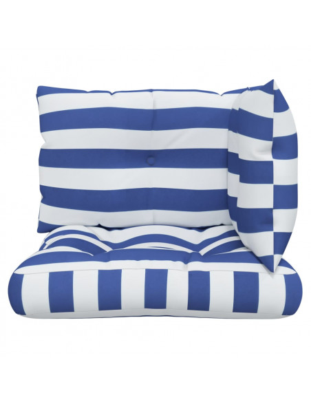Cuscini per Pallet 3 pz Strisce Blu e Bianche Tessuto Oxford