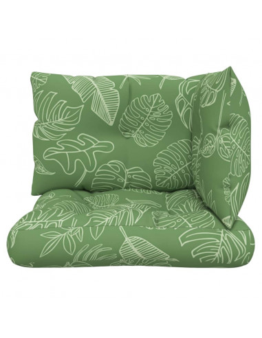 Cuscini per Pallet 3 pz Motivo a Foglie in Tessuto Oxford