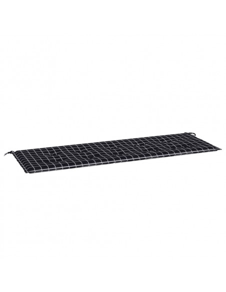 Cuscino Panca Giardino a Quadri Nero 150x50x3 cm Tessuto Oxford