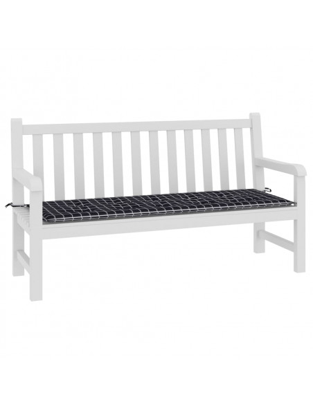 Cuscino Panca Giardino a Quadri Nero 150x50x3 cm Tessuto Oxford