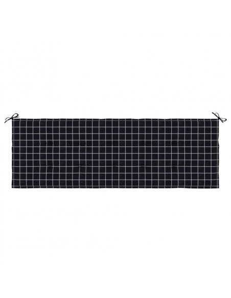 Cuscino Panca Giardino a Quadri Nero 150x50x3 cm Tessuto Oxford