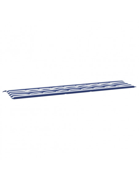 Cuscino Panca Giardino Righe Bianche e Blu 200x50x3 cm Tessuto