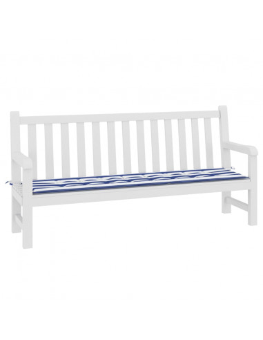 Cuscino Panca Giardino Righe Bianche e Blu 200x50x3 cm Tessuto