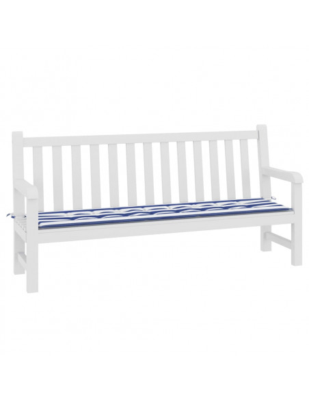 Cuscino Panca Giardino Righe Bianche e Blu 200x50x3 cm Tessuto