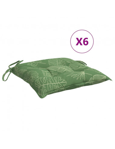 Cuscini per Sedia 6 pz Motivo a Foglie 50x50x7 cm Tessuto