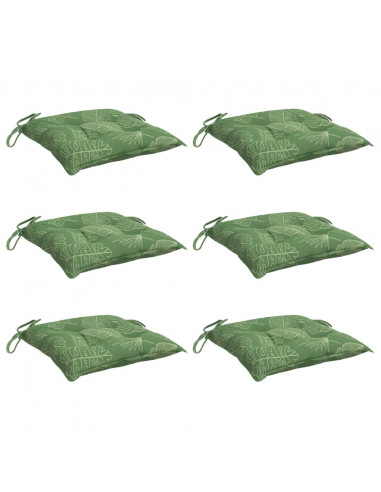 Cuscini per Sedia 6 pz Motivo a Foglie 50x50x7 cm Tessuto