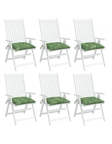 Cuscini per Sedia 6 pz Motivo a Foglie 50x50x7 cm Tessuto
