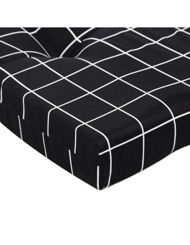 Cuscini Sedia Sdraio 2 pz Motivo Quadri Nero in Tessuto Oxford