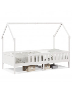 Giroletto Casetta Bambini Bianco 90x190 cm Legno Massello Pino 2