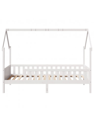 Giroletto Casetta Bambini Bianco 90x190 cm Legno Massello Pino