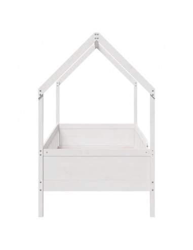 Giroletto Casetta Bambini Bianco 90x190 cm Legno Massello Pino