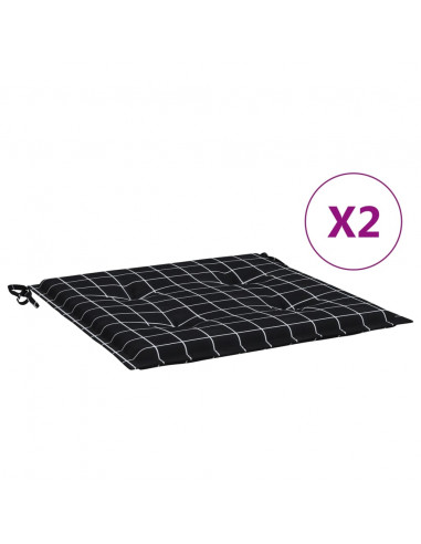 Cuscini Sedia 2 pz Motivo a Quadri Nero 40x40x4 cm in Tessuto