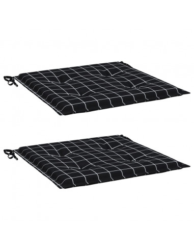 Cuscini Sedia 2 pz Motivo a Quadri Nero 40x40x4 cm in Tessuto