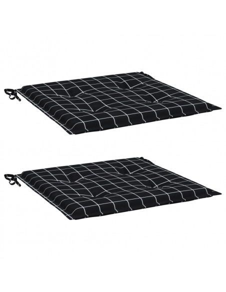 Cuscini Sedia 2 pz Motivo a Quadri Nero 40x40x4 cm in Tessuto