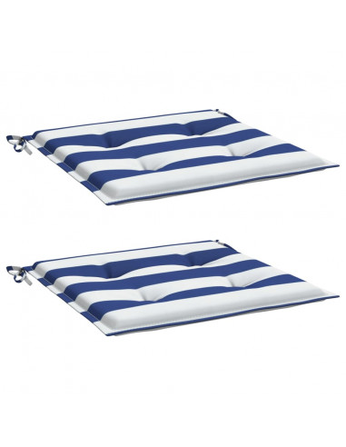 Cuscini per Sedia 2pz Strisce Bianche e Blu 50x50x3 cm Tessuto