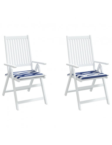 Cuscini per Sedia 2pz Strisce Bianche e Blu 50x50x3 cm Tessuto