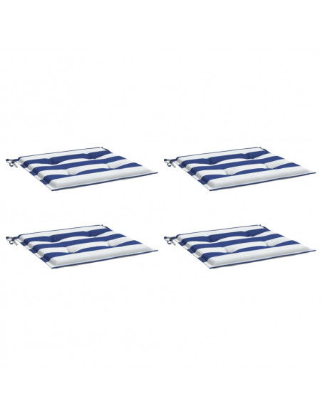 Cuscini per Sedia 2pz Strisce Bianche e Blu 50x50x3 cm Tessuto