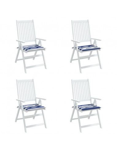 Cuscini per Sedia 2pz Strisce Bianche e Blu 50x50x3 cm Tessuto