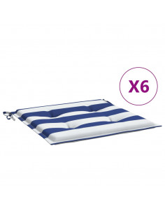 Cuscini per Sedia 2pz Strisce Bianche e Blu 50x50x3 cm Tessuto 2