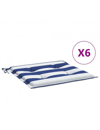 Cuscini per Sedia 2pz Strisce Bianche e Blu 50x50x3 cm Tessuto