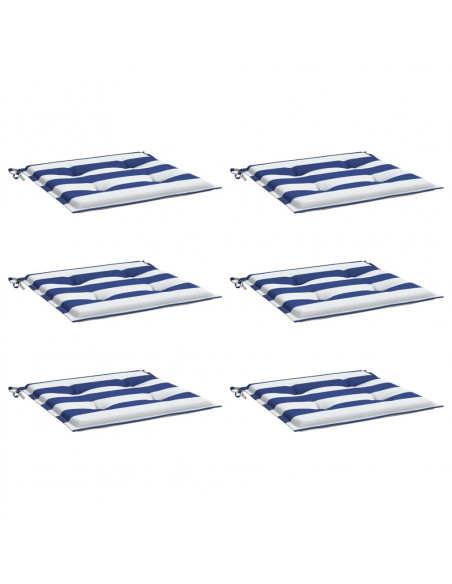Cuscini per Sedia 2pz Strisce Bianche e Blu 50x50x3 cm Tessuto