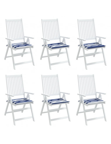 Cuscini per Sedia 2pz Strisce Bianche e Blu 50x50x3 cm Tessuto