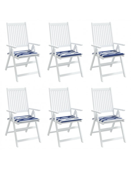 Cuscini per Sedia 2pz Strisce Bianche e Blu 50x50x3 cm Tessuto