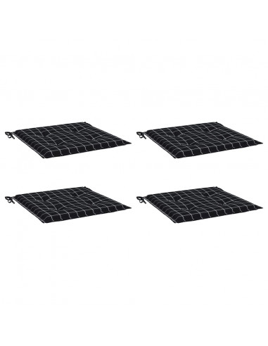 Cuscini per Sedia 4 pz Motivo a Quadri Nero 50x50x4cm Tessuto