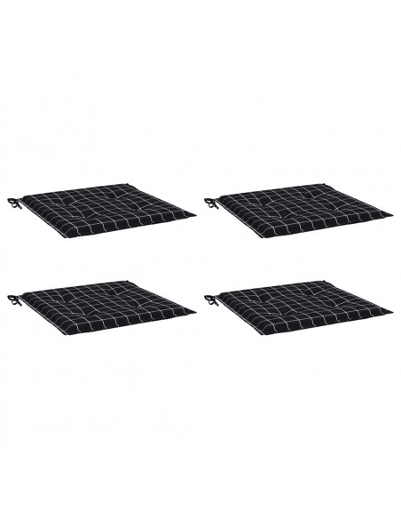 Cuscini per Sedia 4 pz Motivo a Quadri Nero 50x50x3cm Tessuto