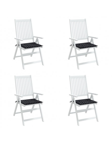 Cuscini per Sedia 4 pz Motivo a Quadri Nero 50x50x3cm Tessuto