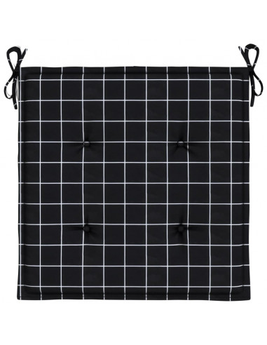 Cuscini per Sedia 4 pz Motivo a Quadri Nero 50x50x4cm Tessuto