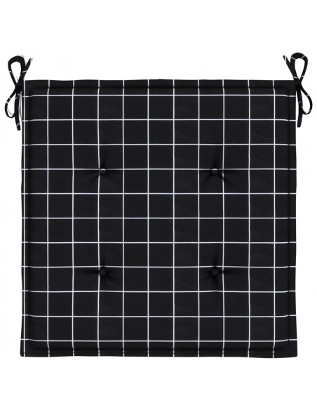 Cuscini per Sedia 4 pz Motivo a Quadri Nero 50x50x3cm Tessuto