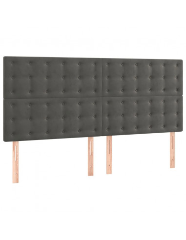 Giroletto a Molle con Materasso Grigio Scuro 180x200 cm Velluto